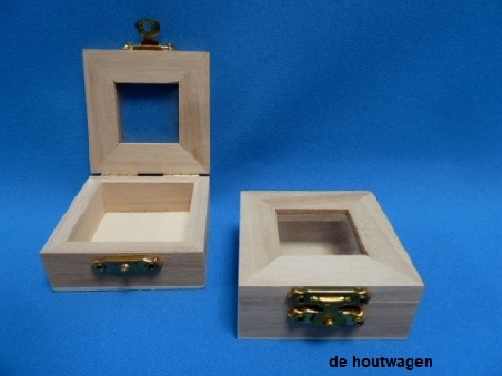 sieradenkistje mini met raam 6 x 6 x 2.5