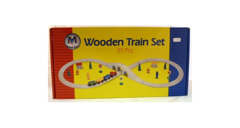 houten treinbaan set 35 delig