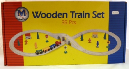 houten treinbaan set 35 delig