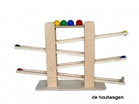 De Houtwagen | houten kogelbaan groot | knikkerbaan- autobaan | € 49,95