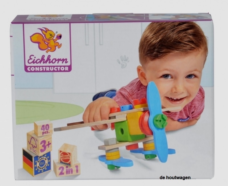 De Houtwagen | constructor vliegtuig ( 40-delig ) | kinder gereedschap | € 15,95
