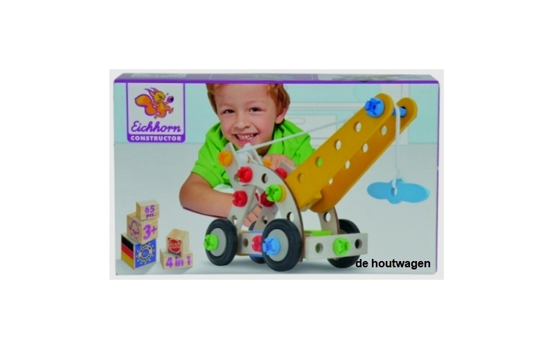 De Houtwagen | constructor kraanwagen ( 65-delig ) | kinder gereedschap | € 24,95
