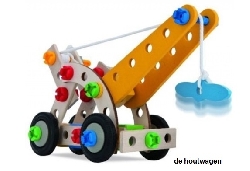De Houtwagen | constructor kraanwagen ( 65-delig ) | kinder gereedschap | € 24,95
