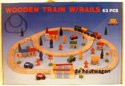 houten treinbaan set 63 delig