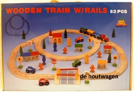 De Houtwagen | houten treinbaan set 63 delig | houten treinbaan set | € 47,50