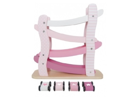 Houten autobaan roze 