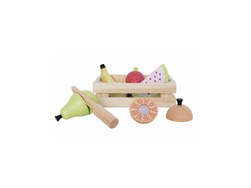 De Houtwagen | houten speelset snijfruit in kist | speelgoed boodschappen | € 22,50 De Houtwagen | houten speelset snijfruit in kist | speelgoed boodschappen | € 22,50
