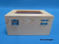 De Houtwagen | kist met glazen deksel 12 x 8 x 6 | houten kisten rechthoekig | € 6,95