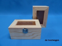 De Houtwagen | kist met glazen deksel 12 x 8 x 6 | houten kisten rechthoekig | € 6,95