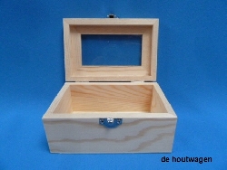 De Houtwagen | kist met glazen deksel 12 x 8 x 6 | houten kisten rechthoekig | € 6,95