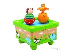 muziekdoosje giraffe met aapje