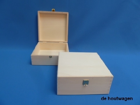 De Houtwagen | kist de luxe 15 x 15 x 6.5 | houten kisten vierkant | € 12,95