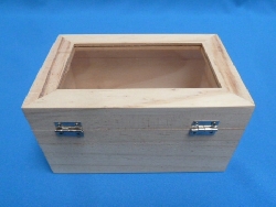 De Houtwagen | kist met glazen deksel 15 x 10 x 7.5 | houten kisten rechthoekig | € 7,95