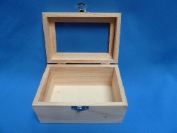 De Houtwagen | kist met glazen deksel 15 x 10 x 7.5 | houten kisten rechthoekig | € 7,95