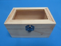 De Houtwagen | kist met glazen deksel 15 x 10 x 7.5 | houten kisten rechthoekig | € 7,95