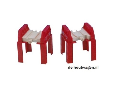 De Houtwagen | Rode brugpilaren – 2 houten treinbaan pilaren | mentari bruggen en tunnels | € 6,95