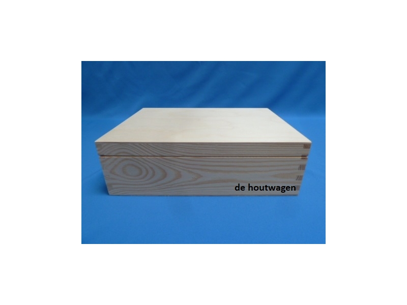 De Houtwagen | grenen kist 34 x 25 x 10cm. - A4 formaat | houten kisten rechthoekig | € 16,50
