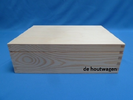 De Houtwagen | grenen kist 34 x 25 x 10cm. - A4 formaat | houten kisten rechthoekig | € 16,50