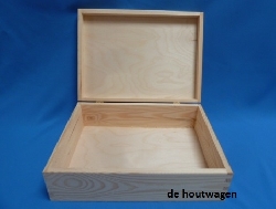 De Houtwagen | grenen kist 34 x 25 x 10cm. - A4 formaat | houten kisten rechthoekig | € 16,50