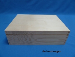 De Houtwagen | grenen kist 34 x 25 x 10cm. - A4 formaat | houten kisten rechthoekig | € 16,50