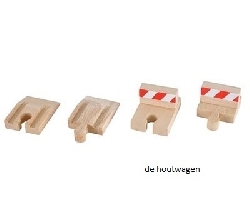 houten treinbaan rails eindstukken