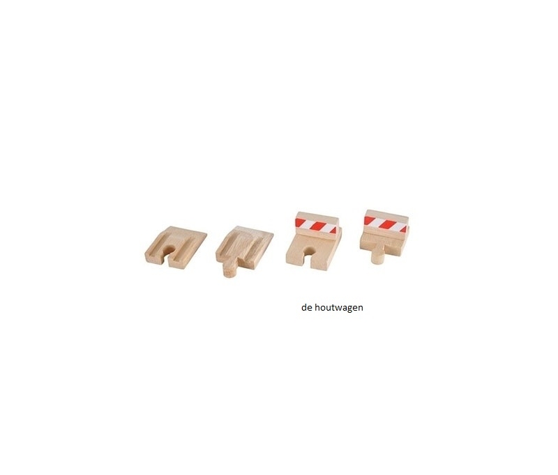 De Houtwagen | houten treinbaan rails eindstukken | mentari losse rails e.d. | € 4,75