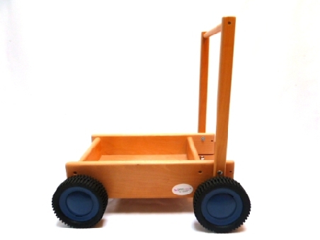 De Houtwagen | loopwagen playwood met brede blauwe wielen | houten loopwagens | € 59,95
