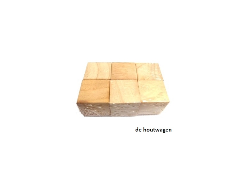 De Houtwagen | houten blokken 4 x 4 x 4 cm. 6 stuks | houten blokken | € 9,95