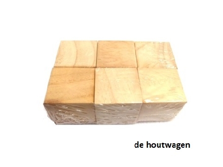 De Houtwagen | houten blokken 4 x 4 x 4 cm. 6 stuks | houten blokken | € 9,95
