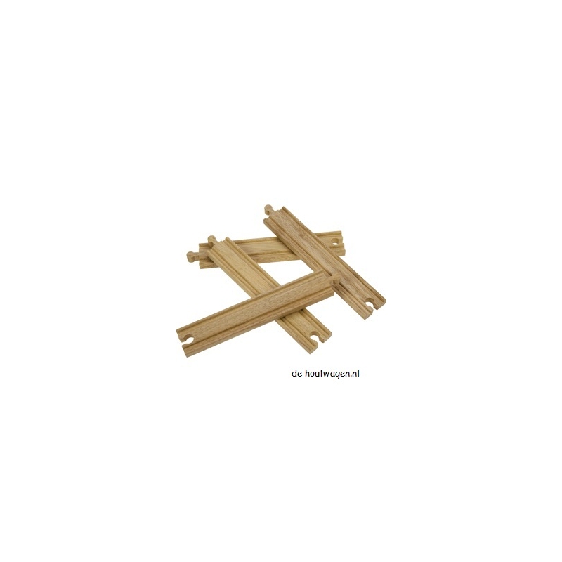 De Houtwagen | houten treinbaan rails recht lang | mentari losse rails e.d. | € 6,50