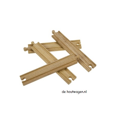 De Houtwagen | houten treinbaan rails recht lang | mentari losse rails e.d. | € 6,50