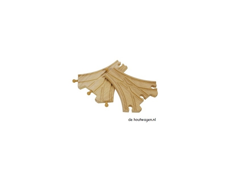 De Houtwagen | houten treinbaan splitsing 3-weg | mentari losse rails e.d. | € 7,50