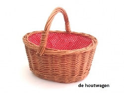 rieten mand ovaal rood stip groot