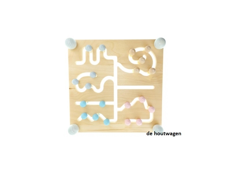 De Houtwagen | motoriek bord pastel | kralenframe - motoriek | € 32,50