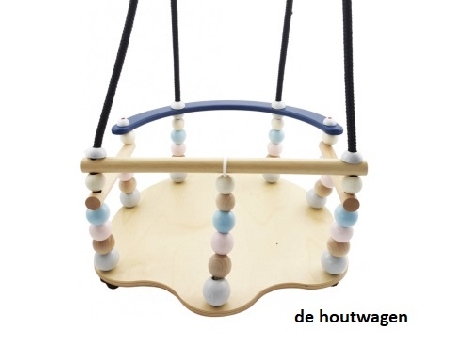 De Houtwagen | Babyschommel De Luxe Naturel – Pastel | houten schommels | € 49,95