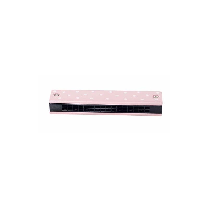 houten harmonica roze stip