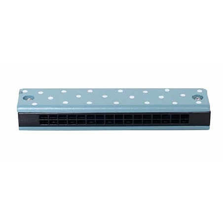 houten harmonica blauw stip
