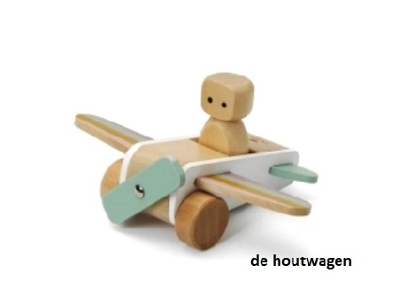 De Houtwagen | houten vliegtuig Micki | houten vrachtwagens en machines | € 12,50