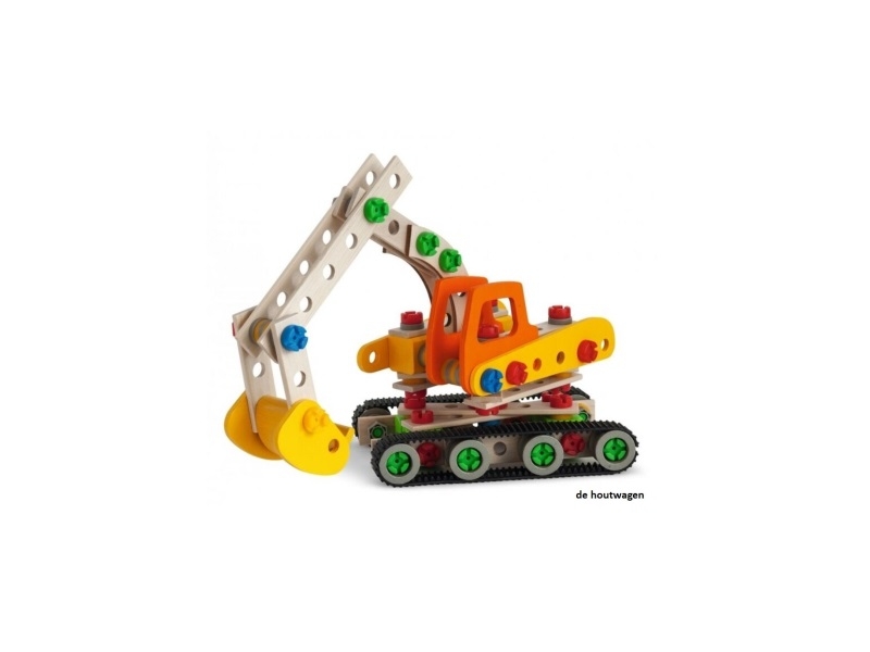 De Houtwagen | constructor rupsgraafmachine 170-delig | kinder gereedschap | € 49,95