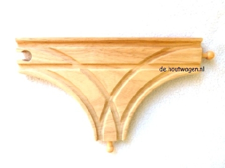 houten treinbaan T-splitsing