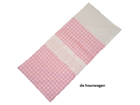 poppenwagen dekje met roze ruit
