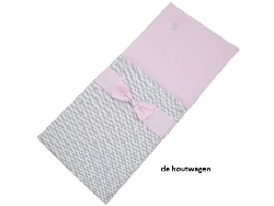 poppenwagen dekje grijs met roze 