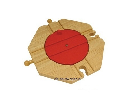 De Houtwagen | Houten treinbaan rotonde 4-weg – Draaischijf met 4 aansluitingen | mentari losse rails e.d. | € 6,95