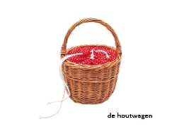mandje hoog met bekleding rood stip