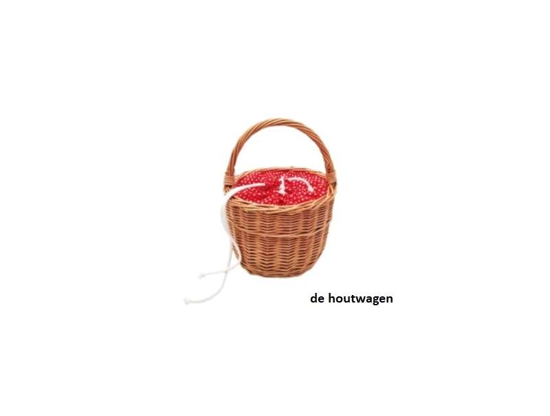 De Houtwagen | mandje hoog met bekleding rood stip | rieten mandjes voor kinderen | € 24,95 De Houtwagen | mandje hoog met bekleding rood stip | rieten mandjes voor kinderen | € 24,95