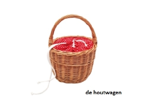 De Houtwagen | mandje hoog met bekleding rood stip | rieten mandjes voor kinderen | € 24,95