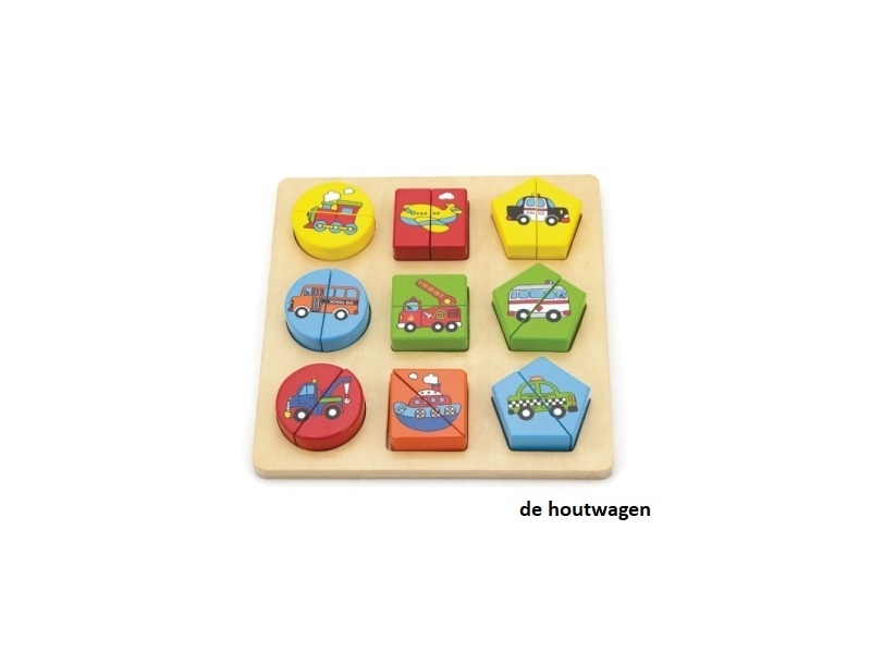 geometrische vormenpuzzel voertuigen