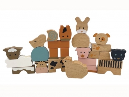 De Houtwagen | dierenblokken boerderij | houten blokken | € 29,95