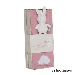 cadeauset dekentje en speenhouder konijn 