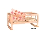 houten poppenwieg met patchwork dekentje